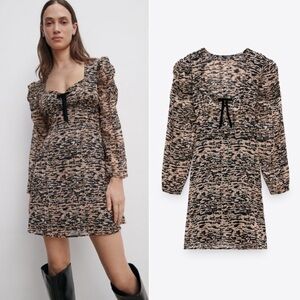 Zara animal print sheer minidress size XS NWTS